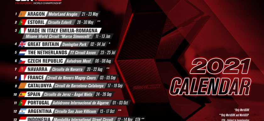 Calendario Provvisorio del Motul FIM Superbike World Championship