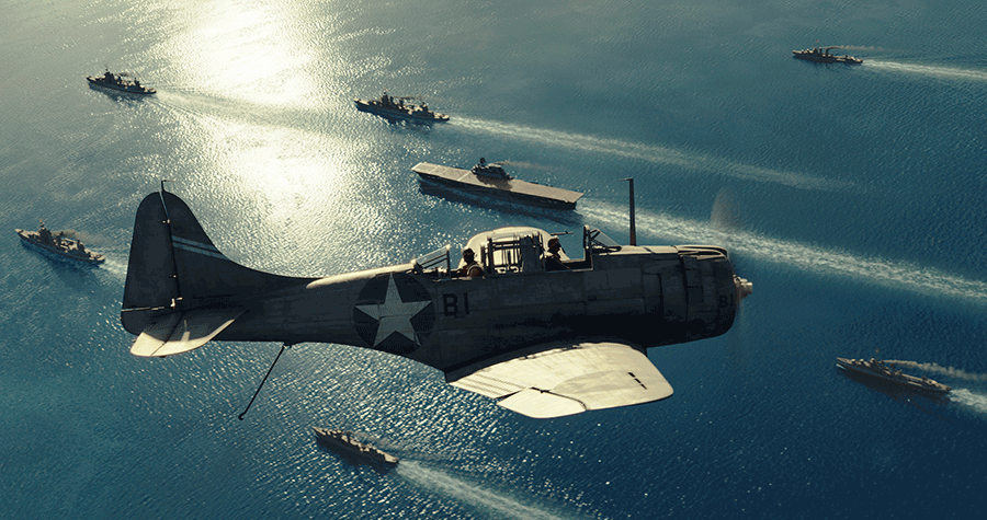 Dauntless in azione nei cieli al largo delle isole Midway - Film Midway 2019 di Roland Emmerich